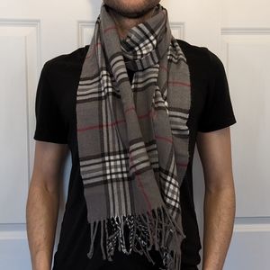 Grey Plaid Scarf
